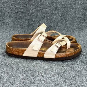 Birkenstock Mayari Sandals Womens Size 7 Cream Birko-Flor Buckle Strap Flip Flop